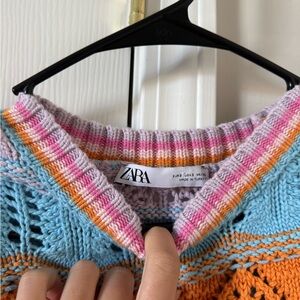 Zara Colorful Knit Sweater - Blue, Pink, Orange